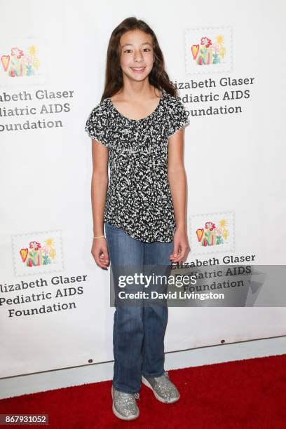 Aubrey Anderson-Emmons attends the Elizabeth Glaser Pediatric AIDS Foundation's 28th Annual "A Time For Heroes" Family Festival at Smashbox Studios...