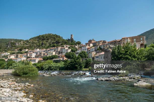 roquebrun - languedoc rousillon stock pictures, royalty-free photos & images