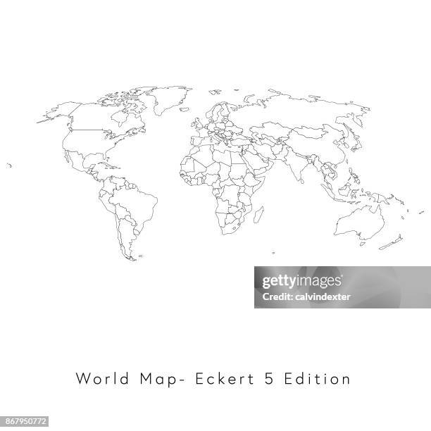 world map eckert 5 edition - atlantic ocean stock illustrations