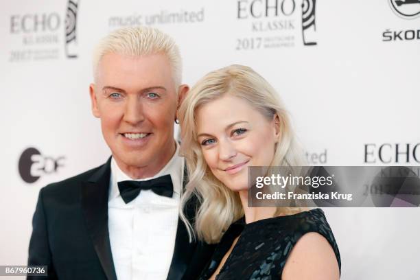 Baxxter, singer of the band 'Scooter' and his girlfriend Lysann Geller attend the ECHO Klassik 2017 at Elbphilharmonie on October 29, 2017 in...