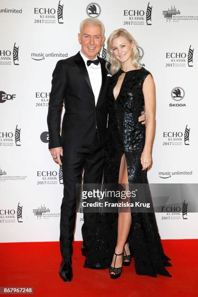 Baxxter, singer of the band 'Scooter' and his girlfriend Lysann Geller attend the ECHO Klassik 2017 at Elbphilharmonie on October 29, 2017 in...
