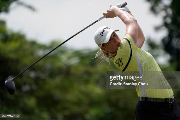 Jacqui Concolino of the United States in action during day four of the Sime Darby LPGA Malaysia at TPC Kuala Lumpur East Course on October 29, 2017...