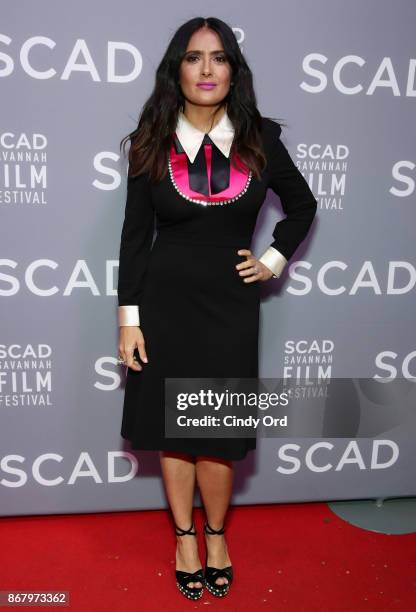 Actress Salma Hayek attends Red Carpet & Gala Screening of 'Mudbound' at Trustees Theater during the 20th Anniversary SCAD Savannah Film Festival on...