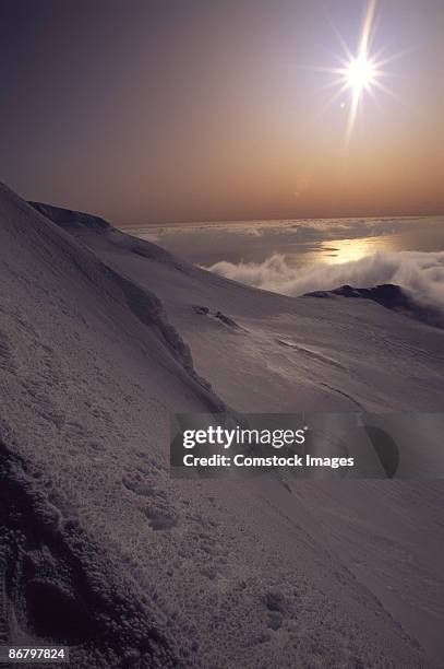 snowy mountain landscape - olafsvik stock pictures, royalty-free photos & images