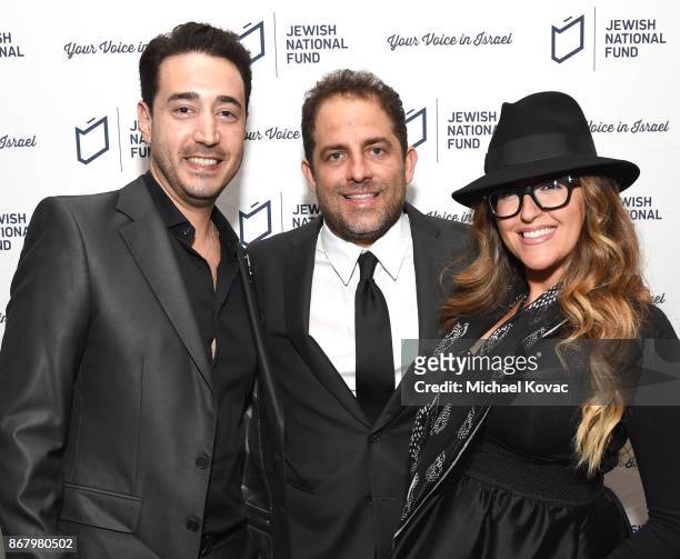 Sean Spector, honoree Brett Ratner and Samantha Freedman attend the Jewish National Fund Los Angeles Tree Of Life Dinner at Loews Hollywood Hotel on...