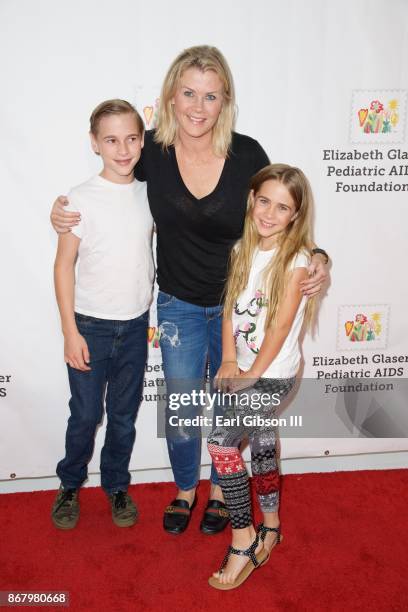 Benjamin Sanov, Alison Sweeney and Megan Sanov attend The Elizabeth Glaser Pediatric AIDS Foundation's 28th Annual 'A Time For Hereos' Family...