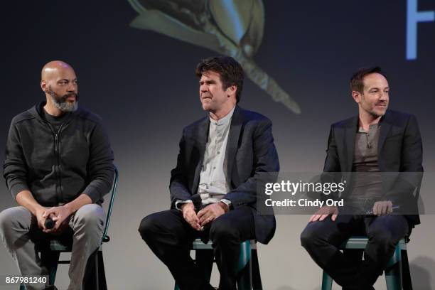 John Ridley, Greg Barker, and Bryan Fogel onstage at Docs To Watch panel during the 20th Anniversary SCAD Savannah Film Festival on October 29, 2017...