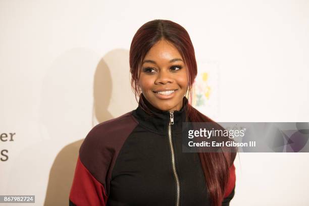Gabby Douglas attends The Elizabeth Glaser Pediatric AIDS Foundation's 28th Annual 'A Time For Heroes' Family Festival at Smashbox Studios on October...