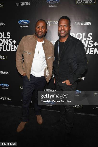 Director Malcolm D. Lee and journalist A. J. Calloway attend Idols + Icons + Influencers With Malcolm D. Lee at The Gathering Spot on October 29,...