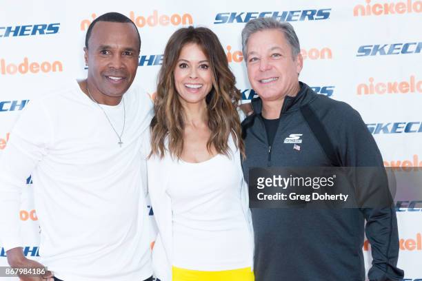 Former Boxer Sugar Ray Leonard, Actress Brooke Burke-Charvet and Skecher's President Michael Greenberg attend the Skechers' 9th Annual Pier To Pier...