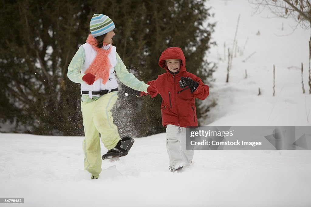 Children playing in snow