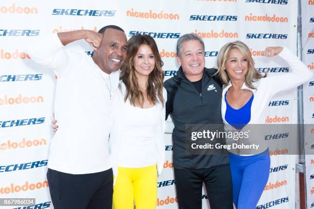 Former Boxer Sugar Ray Leonard, Actress Brooke Burke-Charvet, Skecher's President Michael Greenberg and Fitness Enthusiast Denise Austin attend the...