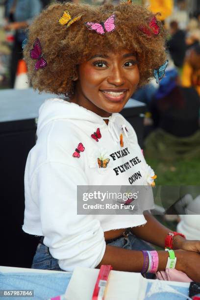 Music fan attends Camp Flog Gnaw Carnival 2017 at Exposition Park on October 28, 2017 in Los Angeles, California.