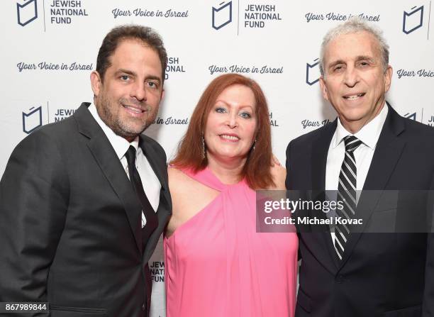 Honoree Brett Ratner, Alyse Golden Berkley and honoree David Frank attend the Jewish National Fund Los Angeles Tree Of Life Dinner at Loews Hollywood...