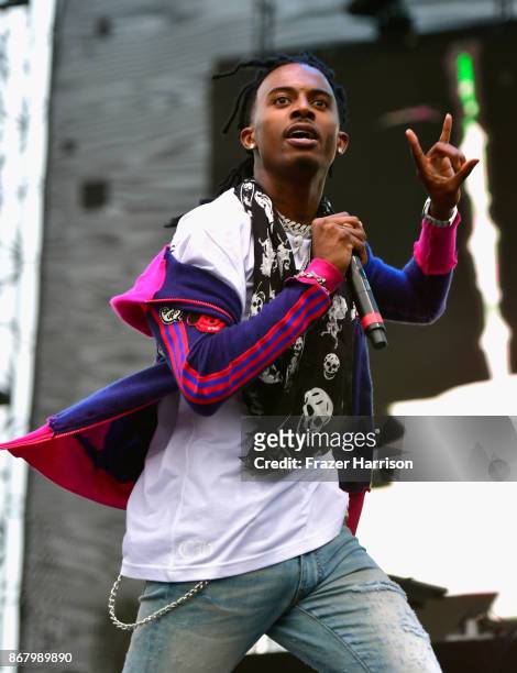 Playboi Carti performs on the Flog Stage during day 2 of Camp Flog Gnaw Carnival 2017 at Exposition Park on October 29, 2017 in Los Angeles,...