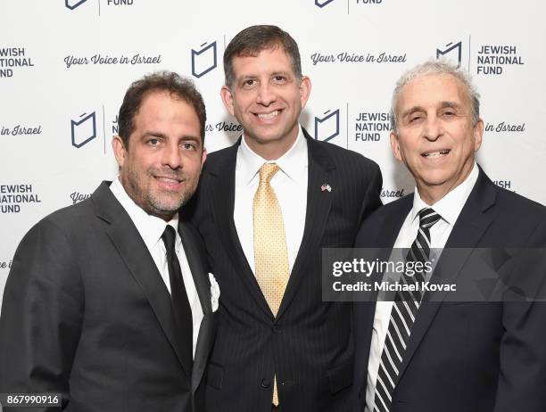 Honoree Brett Ratner, Consulate General of Israel Sam Grundwerg and honoree David Frank attend the Jewish National Fund Los Angeles Tree Of Life...