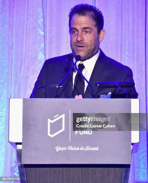 Honoree Brett Ratner accepts the Tree of Life Award onstage during the Jewish National Fund Los Angeles Tree Of Life Dinner at Loews Hollywood Hotel...