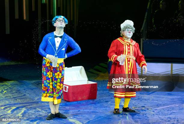 Joel Jeske and Barry 'Grandma' Lubin perform at the Big Apple Circus 40th Anniversary Opening Night at Damrosch Park, Lincoln Center on October 29,...