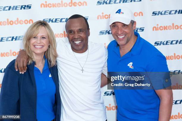 Journalists Carolyn Johnson, Former Boxer Sugar Rqy Leonard and NBC's Michael Brownlee attend the Skechers' 9th Annual Pier To Pier Friendship Walk...