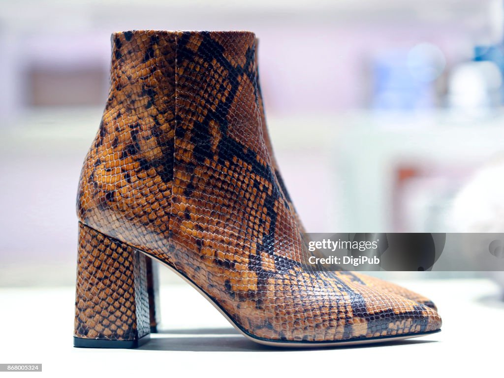 Women's snake leather ankle boots