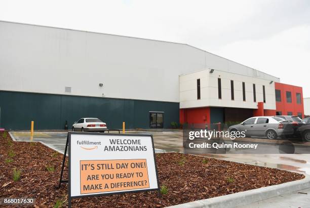 The site for Amazon's first Australian distribution centre is seen on October 30, 2017 in Dandenong, Australia. The online retail giant is preparing...