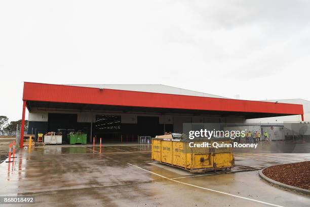 The site for Amazon's first Australian distribution centre is seen on October 30, 2017 in Dandenong, Australia. The online retail giant is preparing...