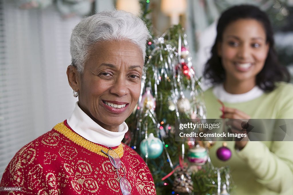 Smiling woman at Christmas