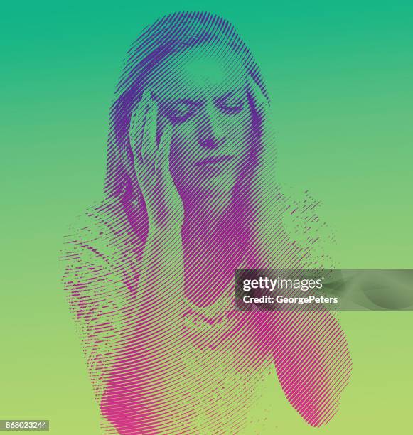 woman and migraine headeache - head in hands vector stock illustrations