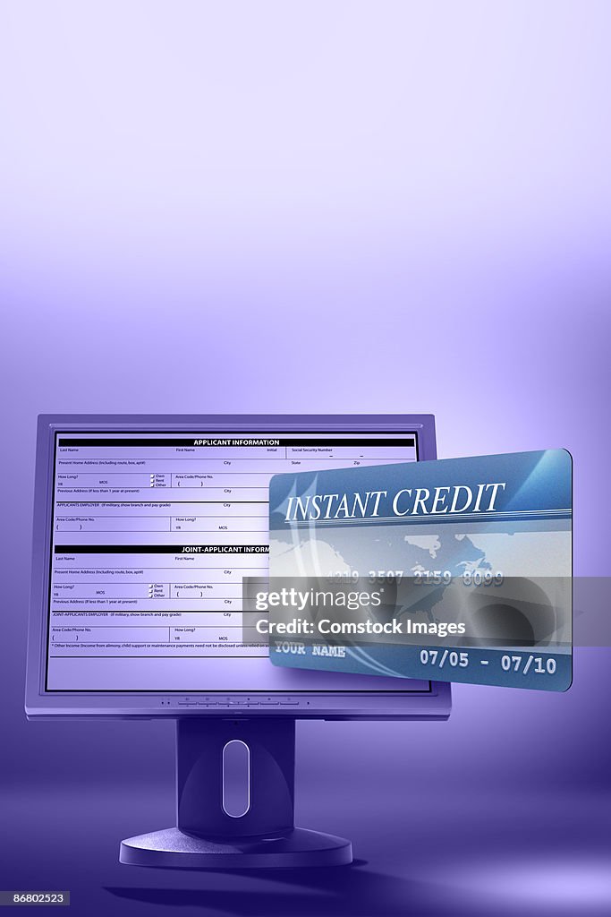 Computer screen and credit card