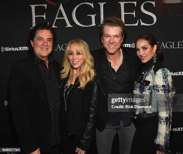 Scott Borchetta and Sandi Spika Borchetta of the Big Machine Label Group, Joe Don Rooney of Rascal Flatts, and Tiffany Fallon attend SiriusXM...