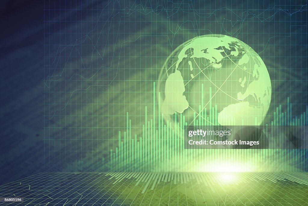 World globe and bar graph