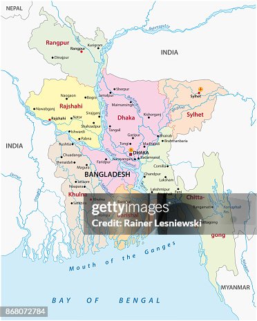 Bangla Map Bangladesh Administrative And Political Map High-Res Vector Graphic ...