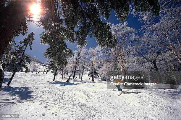 man telemark skiing - stowe vermont stock pictures, royalty-free photos & images