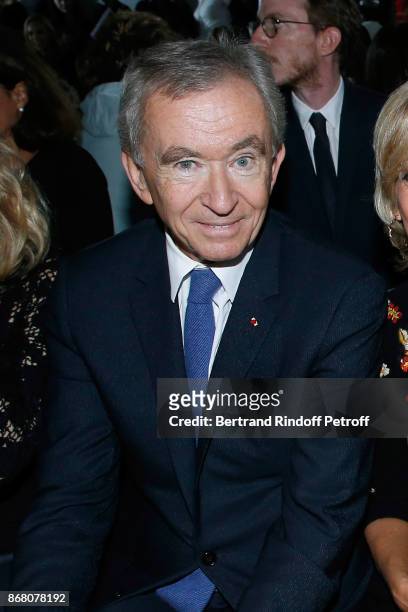 Owner of LVMH Luxury Group Bernard Arnault attends the Christian Dior show as part of the Paris Fashion Week Womenswear Spring/Summer 2018 on...