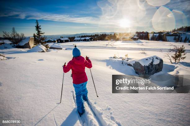 pressing on through deep snow - buskerud stock pictures, royalty-free photos & images