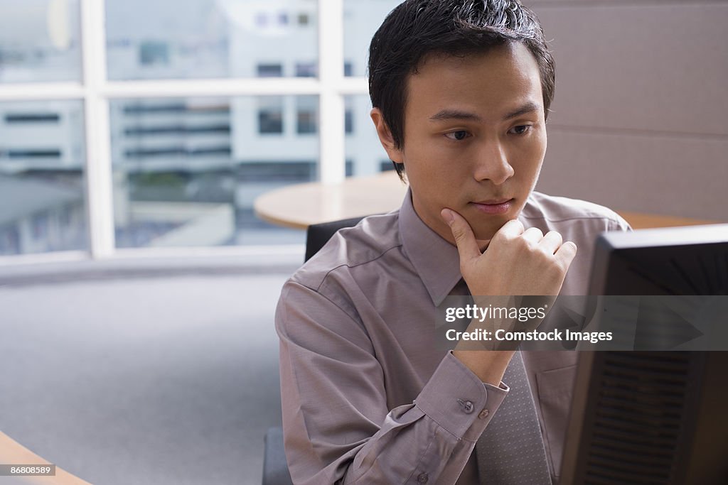 Businessman on his computer