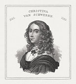 Christina (1626-1689), Queen of Sweden, steel engraving, published in 1843