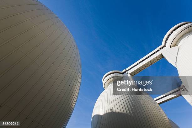 digester tanks in a water treatment plant - anaerobic stock pictures, royalty-free photos & images