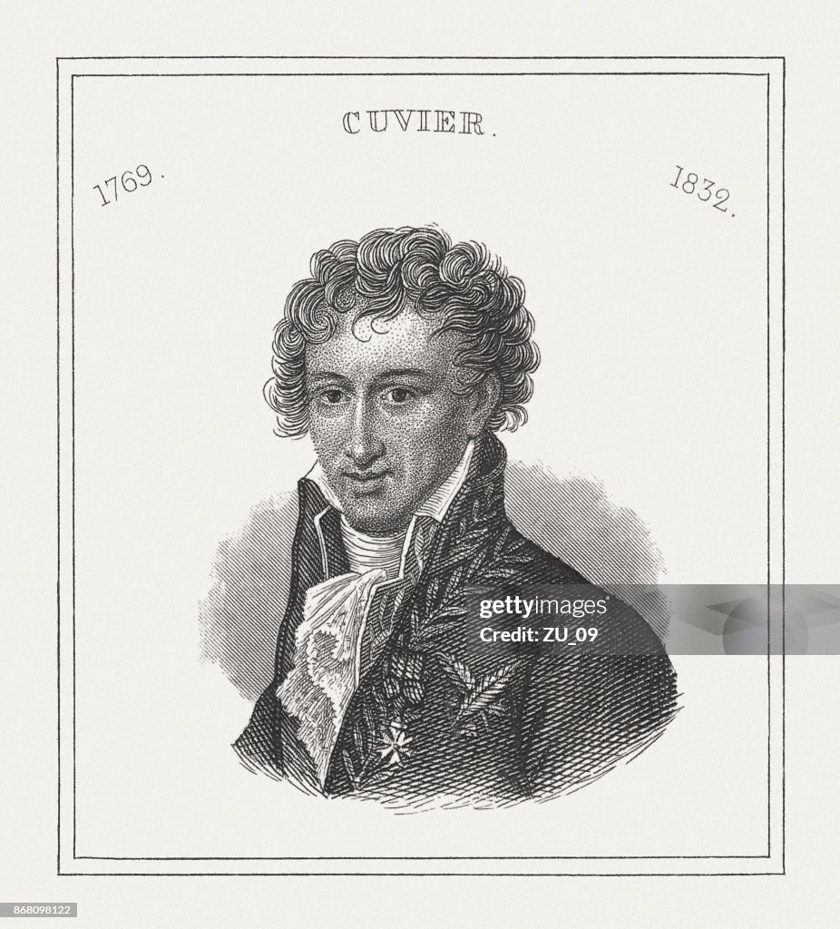 Georges Cuvier (1769-1832), French naturalist, steel engraving, published in 1843