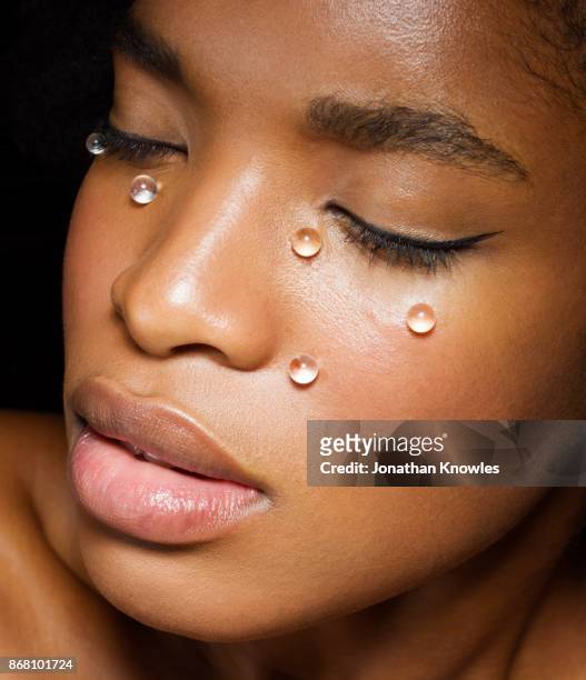 young female with glass tears - dew stock pictures, royalty-free photos & images