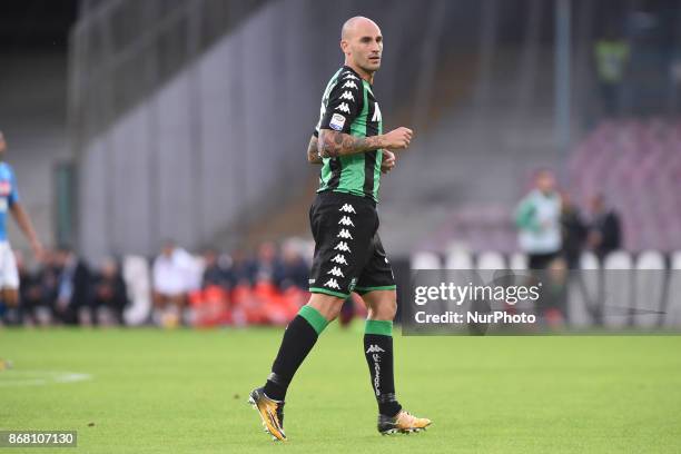 Paolo Cannavaro of US Sassuolo during the Serie A TIM match between SSC Napoli and US Sassuolo at Stadio San Paolo Naples Italy on 29 October 2017.