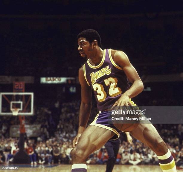 Finals: Los Angeles Lakers Magic Johnson in action vs Philadelphia 76ers. Game 3. Philadelphia, PA 5/10/1980 CREDIT: Manny Millan