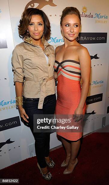 Actresses Eva Longoria and Hayden Panettiere attend the Whaleman Foundation Benefit Dinner at Beso on August 10, 2008 in Hollywood, CA.