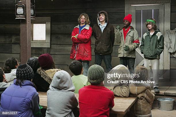 Town Council leaders Blaine, Greg, DK and Michael address the Pioneers on the season finale of KID NATION, Wednesday, Dec. 12 on the CBS Television...