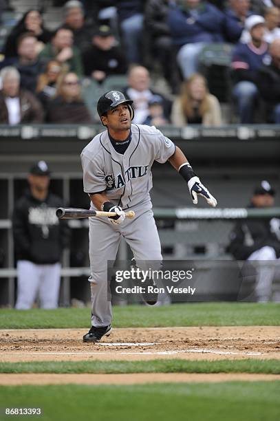 Franklin Gutierrez of the Seattle Mariners bats against the Chicago White Sox on April 29, 2009 at U.S. Cellular Field in Chicago, Illinois. The...