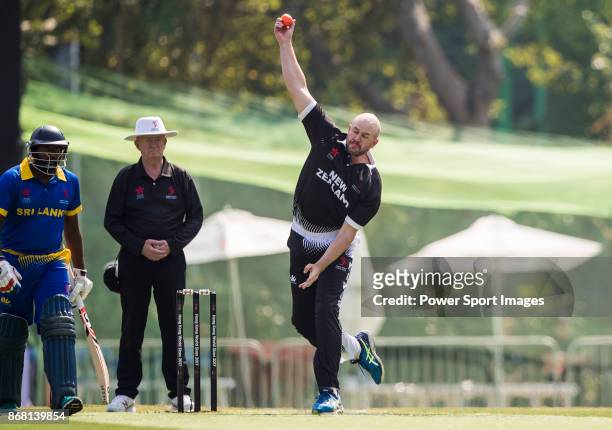 Captain Peter Fulton of New Zealand Kiwis bowls during Day 1 of Hong Kong Cricket World Sixes 2017 Group B match between New Zealand Kiwis vs Sri...
