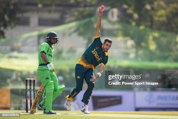 Corne Dry of South Africa bowls during Day 1 of Hong Kong Cricket World Sixes 2017 Group A match between South Africa vs Pakistan at Kowloon Cricket...