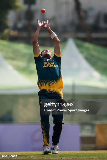 Corne Dry of South Africa catches the ball during Day 1 of Hong Kong Cricket World Sixes 2017 Group A match between South Africa vs Pakistan at...