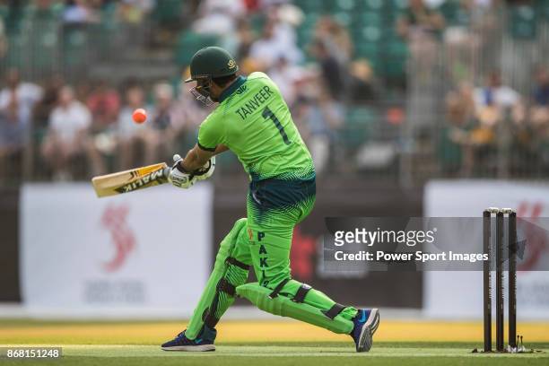 Captain Sohail Tanvir of Pakistan hits a shot during Day 1 of Hong Kong Cricket World Sixes 2017 Group A match between Marylebone Cricket Club vs...