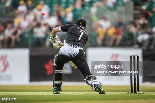 Captain Peter Fulton of New Zealand Kiwis hits a shot during Day 1 of Hong Kong Cricket World Sixes 2017 Group B match between New Zealand Kiwis vs...